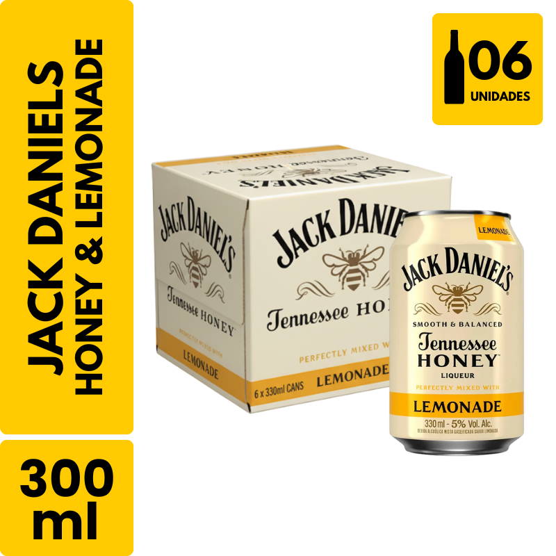Jack Daniels Honey & Lemonade Lata (300ml) - Pack com 6