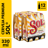 Cerveja Sol Long Neck (330ml) - Pack com 12