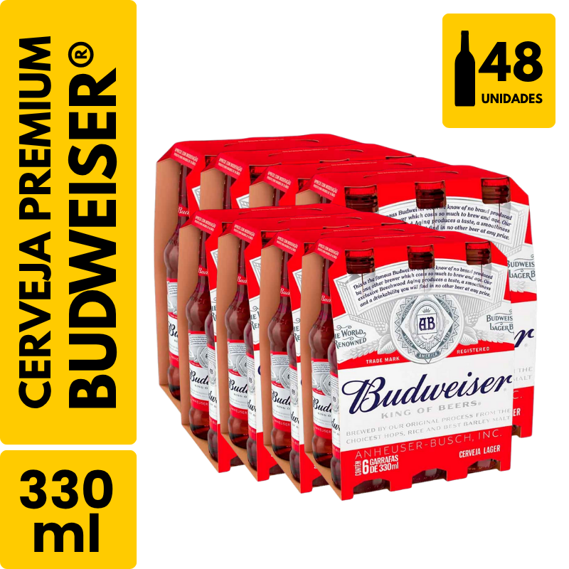 Cerveja Budweiser Long Neck (330ml) - Pack com 48