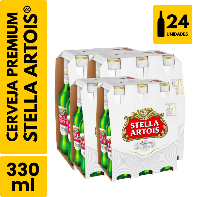 Cerveja Stella Artois Long Neck (330ml) - Pack com 24