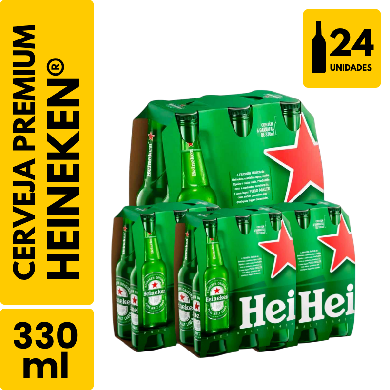 Cerveja Heineken Long Neck (330ml) - Pack com 24