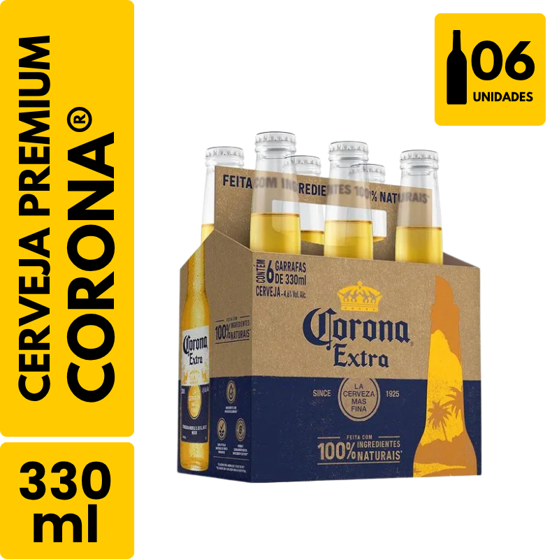Cerveja Corona Long Neck (330ml) - Pack com 6