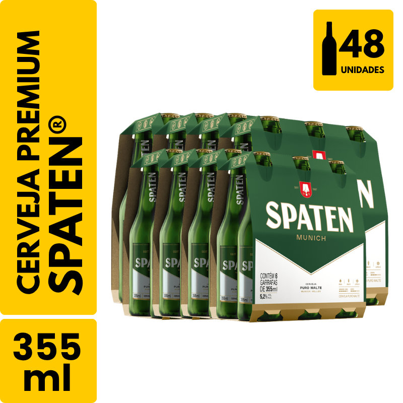 Cerveja Spaten Puro Malte Long Neck (355ml) - Pack com 48