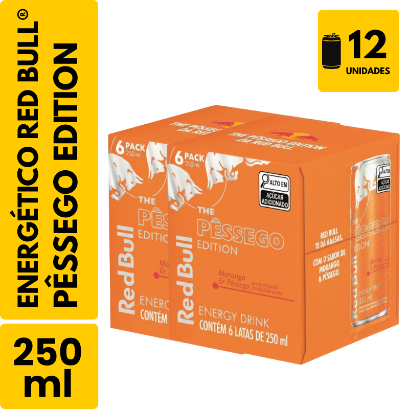 Energético Red Bull Pêssego Edition (250ml) - Pack com 12