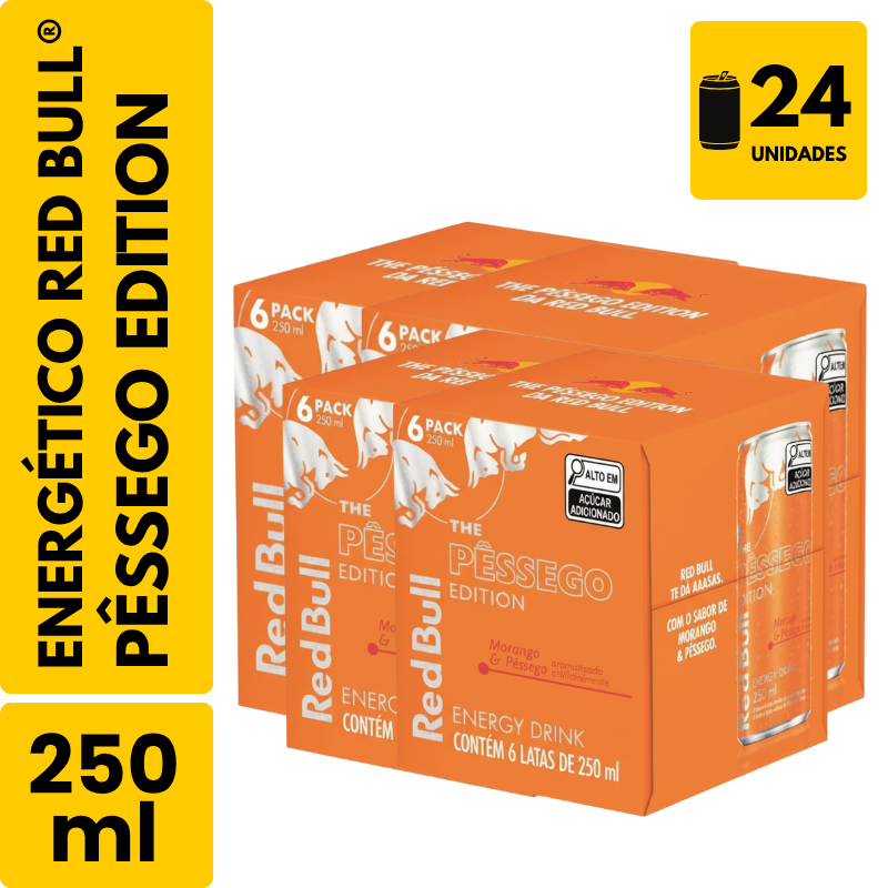 Energético Red Bull Pêssego Edition (250ml) - Pack com 24