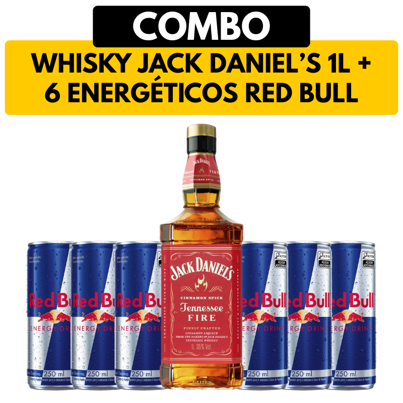 [COMBO] 1 Whisky Jack Daniels 1L + 6 Energéticos Red Bull