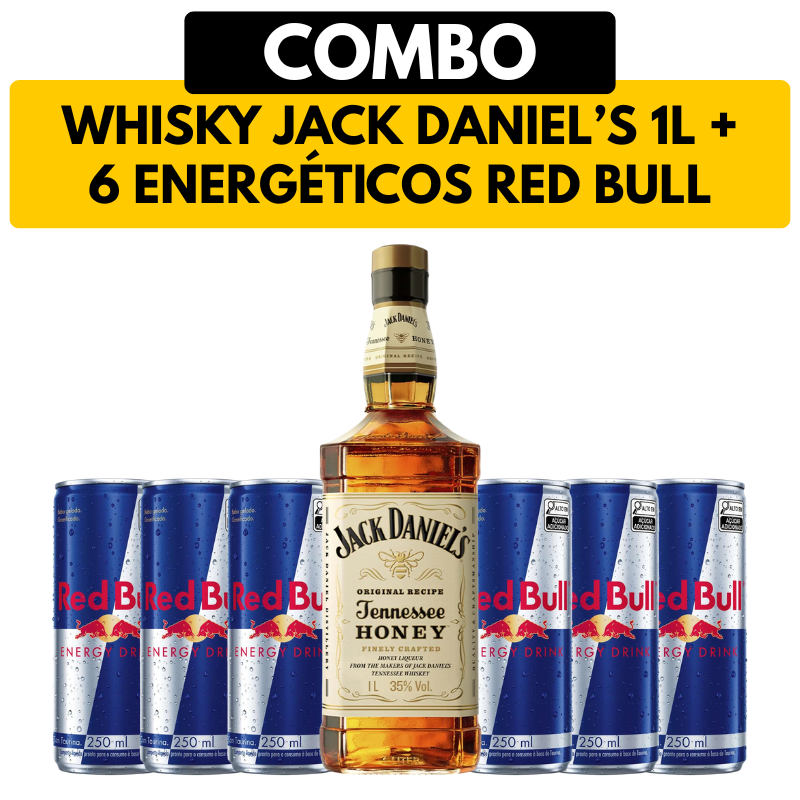[COMBO] 1 Whisky Jack Daniels 1L + 6 Energéticos Red Bull