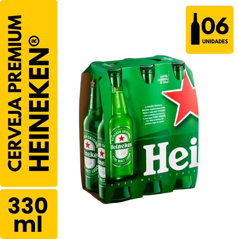 Cerveja Heineken Long Neck (330ml) - Pack com 6