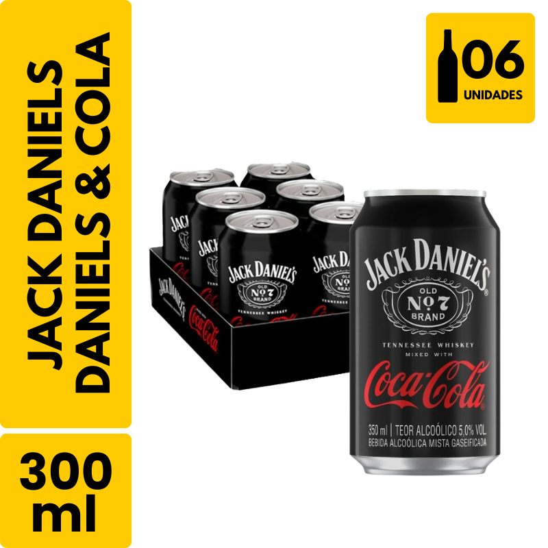 Jack Daniels & Coca Cola Lata (300ml) - Pack com 6