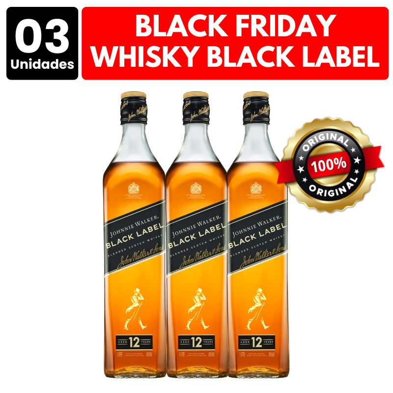 [ATACADO] 3x Whisky Johnnie Walker Black Label (1000ml)