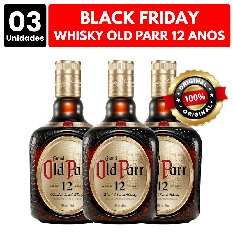 [ATACADO] 3x Whisky Old Parr 12 Anos (750ml)