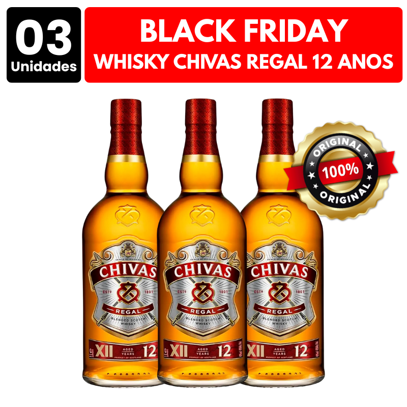 [ATACADO] 3x Whisky Chivas Regal 12 Anos (1000ml)