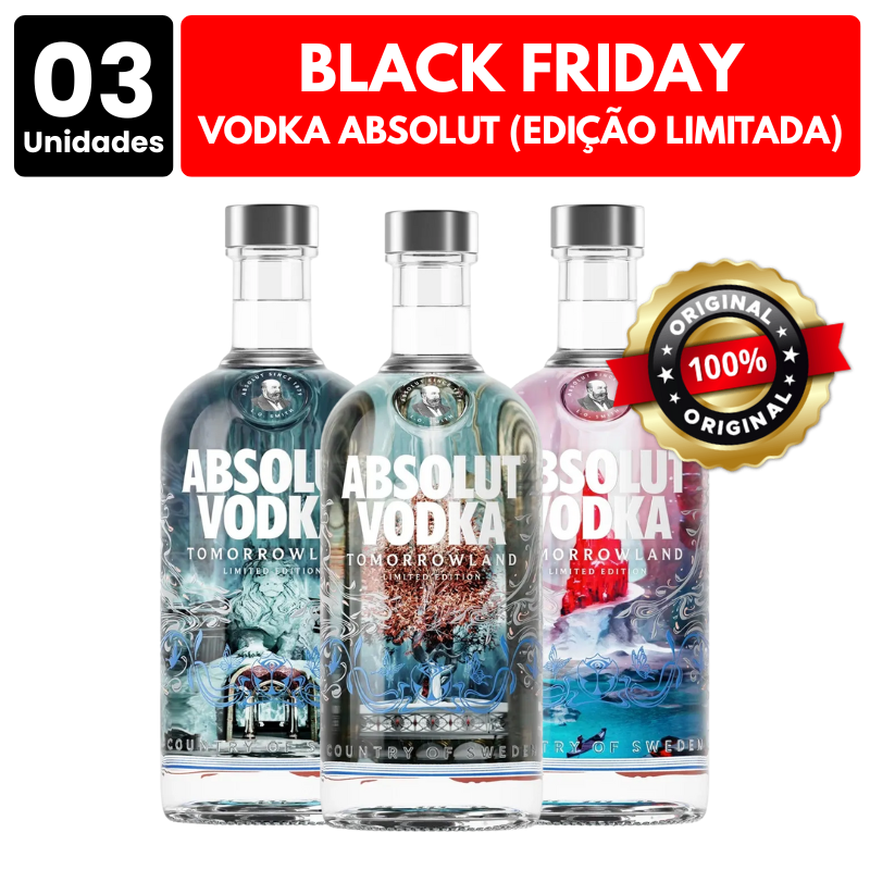 [ATACADO] 3x Vodka Absolut Edição Limitada (700ml)