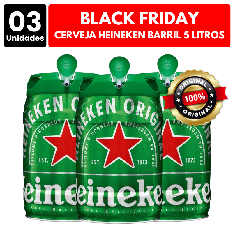 [ATACADO] 3x Cerveja Heineken Barril (5000ml)