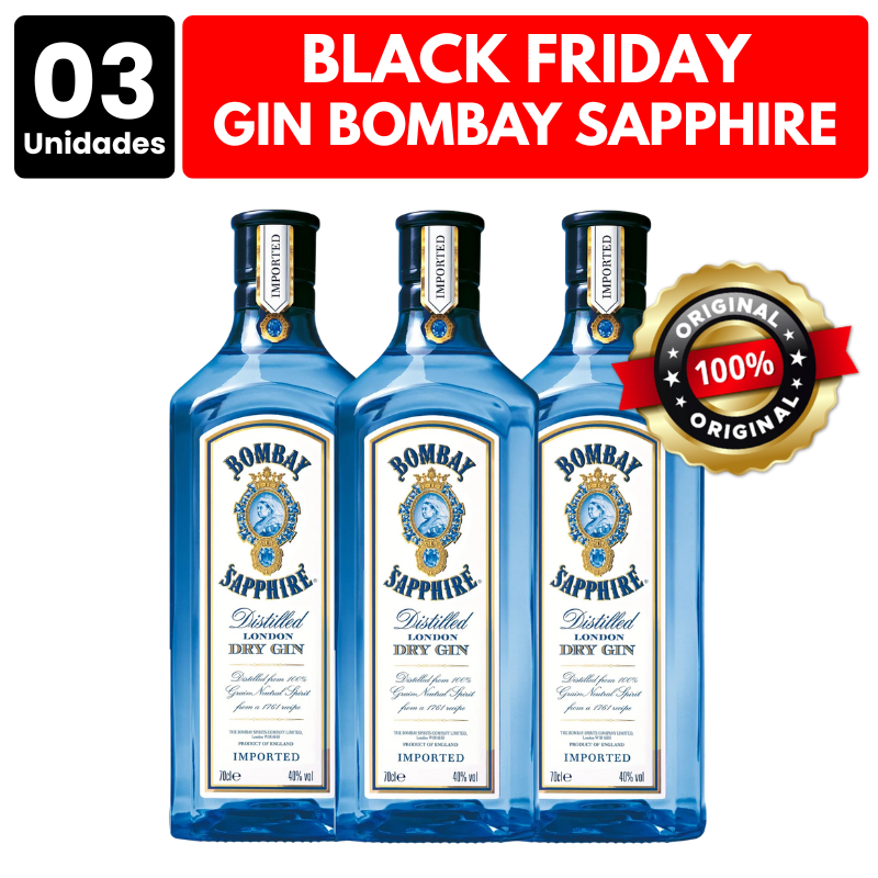 [ATACADO] 3x Gin Bombay Sapphire Dry London (750ml)