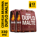 Cerveja Brahma Duplo Malte Long Neck (330ml) - Pack com 12