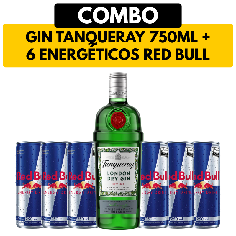 [COMBO] 1 Gin Tanqueray London Dry 750ml + 6 Energéticos Red Bull