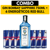 [COMBO] 1 Gin Bombay Sapphire Dry London 750ml + 6 Energéticos Red Bull