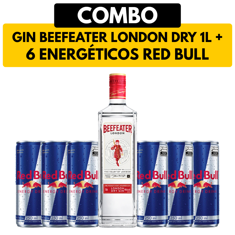 [COMBO] 1 Gin Beefeater London Dry 750ml + 6 Energéticos Red Bull
