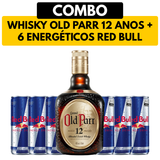 [COMBO] 1 Whisky Old Parr 12 Anos 750ml + 6 Energéticos Red Bull
