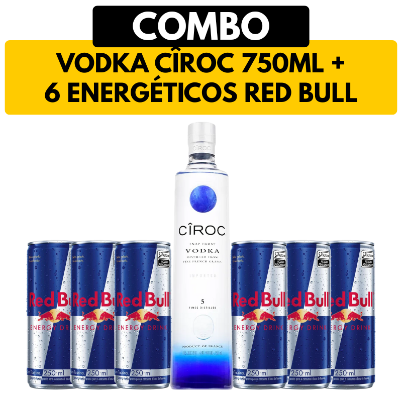 [COMBO] 1 Vodka Cîroc 750ml + 6 Energéticos Red Bull