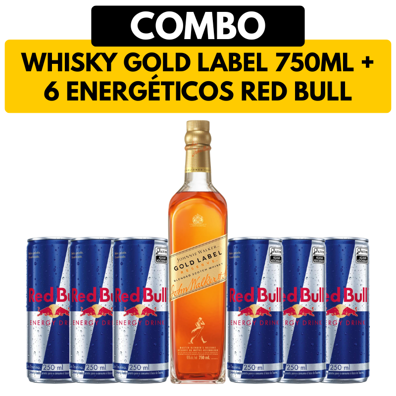 [COMBO] 1 Whisky Johnnie Walker Gold Label 750ml + 6 Energéticos Red Bull