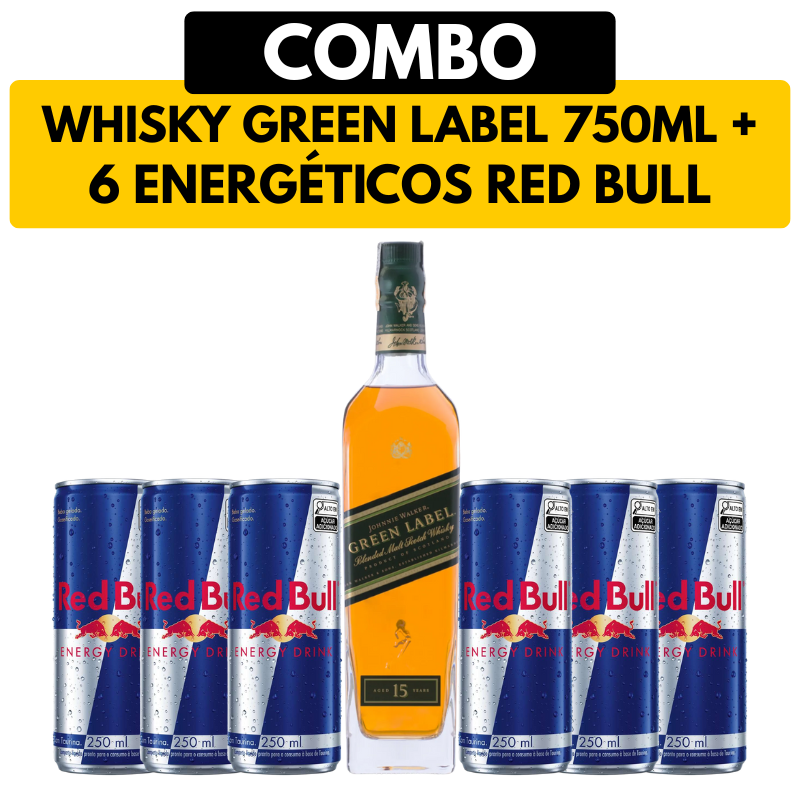 [COMBO] 1 Whisky Johnnie Walker Green Label 750ml + 6 Energéticos Red Bull