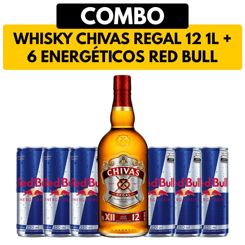 [COMBO] 1 Whisky Chivas Regal 12 Anos 1L + 6 Energéticos Red Bull