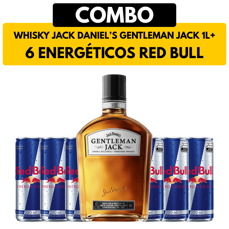 [COMBO] 1 Whisky Jack Daniels Gentleman Jack 1L + 6 Energéticos Red Bull