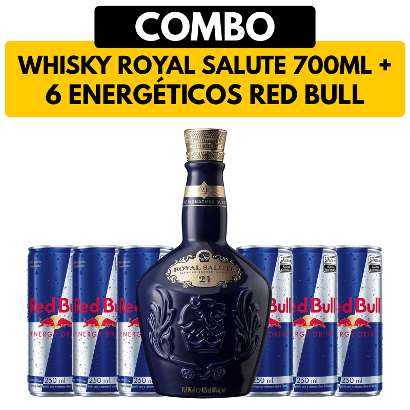 [COMBO] 1 Whisky Chivas Royal Salute 21 Anos Azul 700ml + 6 Energéticos Red Bull