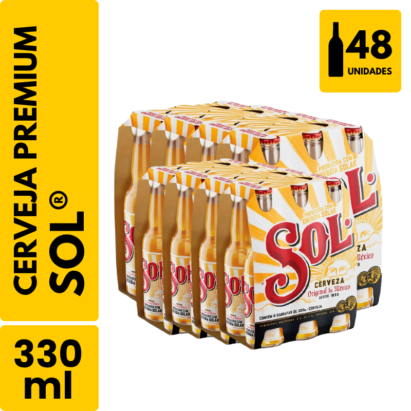 Cerveja Sol Long Neck (330ml) - Pack com 48