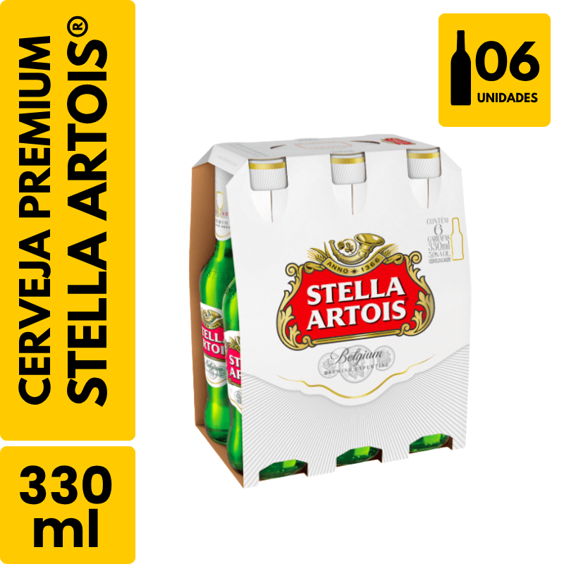 Cerveja Stella Artois Long Neck (330ml) - Pack com 6