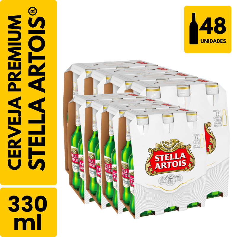 Cerveja Stella Artois Long Neck (330ml) - Pack com 48