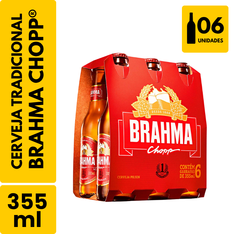 Cerveja Brahma Chopp Long Neck (355ml) - Pack com 6
