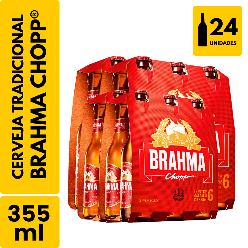 Cerveja Brahma Chopp Long Neck (355ml) - Pack com 24
