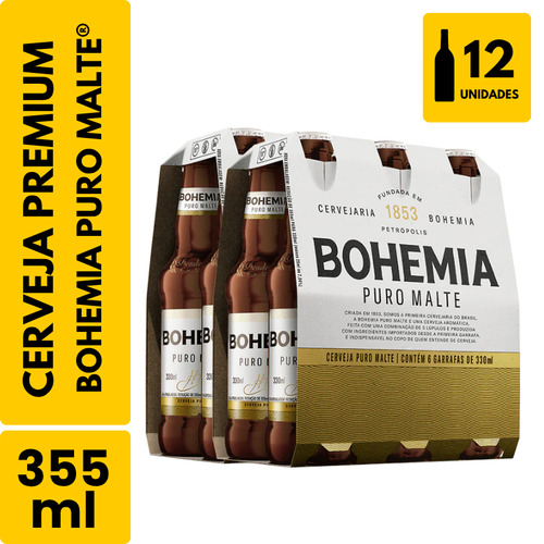 Cerveja Bohemia Puro Malte Long Neck (330ml) - Pack com 12