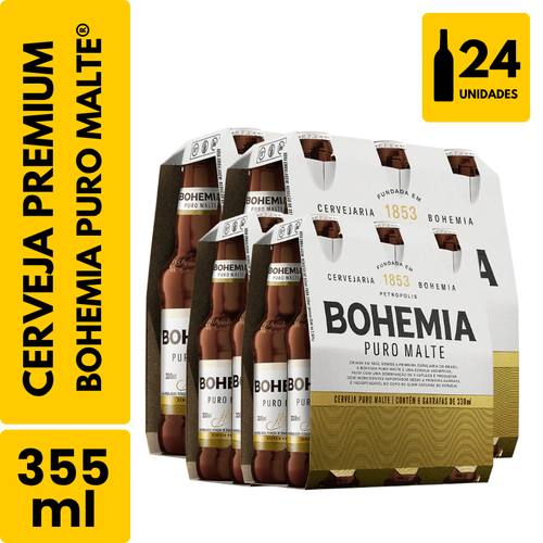 Cerveja Bohemia Puro Malte Long Neck (330ml) - Pack com 24