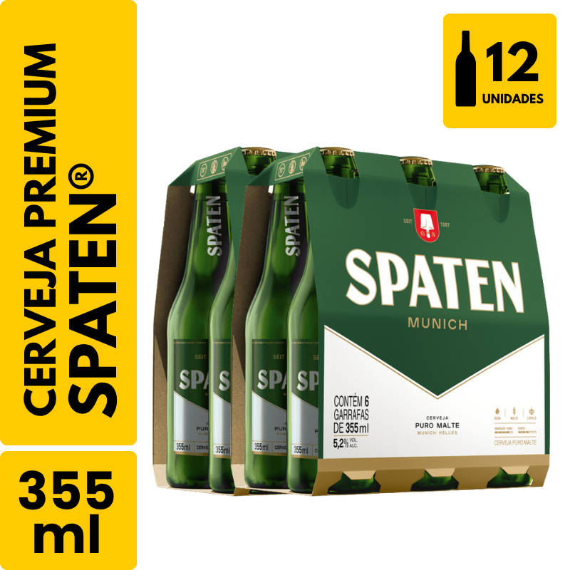 Cerveja Spaten Puro Malte Long Neck (355ml) - Pack com 12