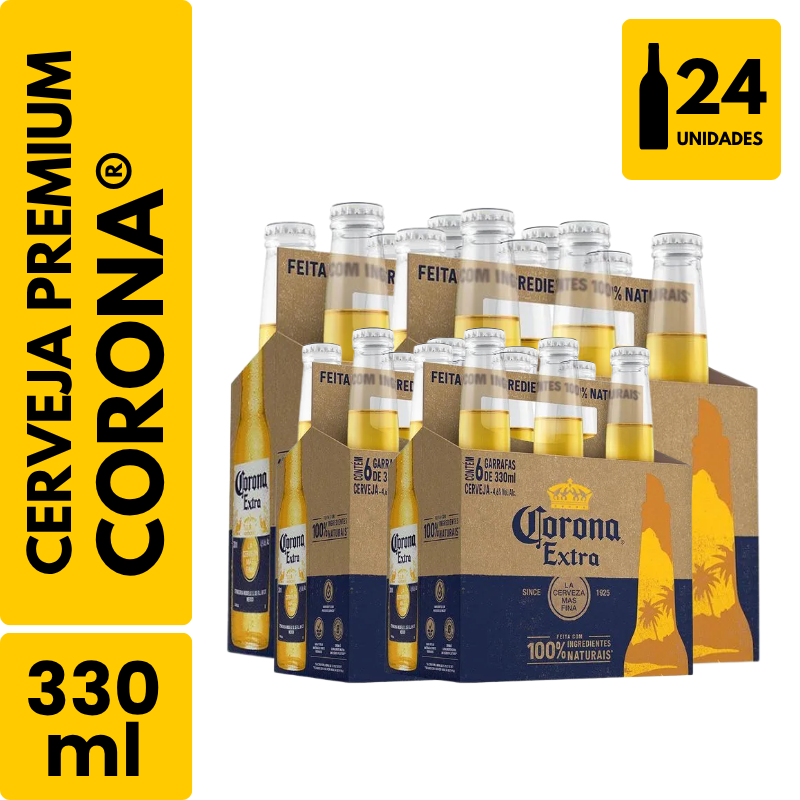 Cerveja Corona Long Neck (330ml) - Pack com 24