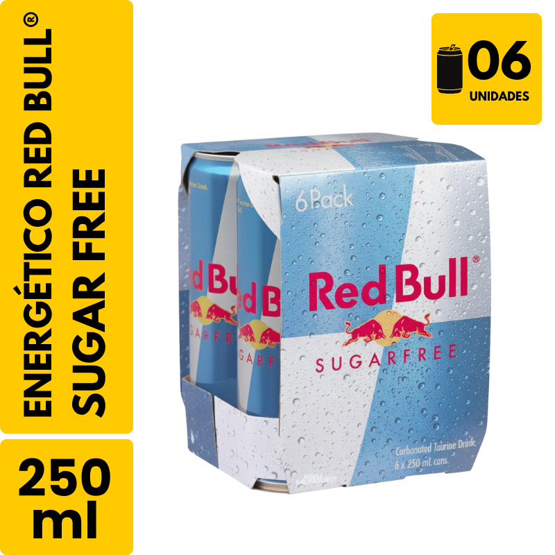 Energético Red Bull Sugar Free (250ml) - Pack com 6