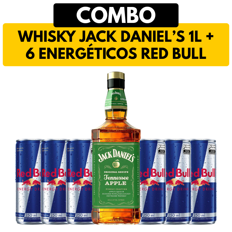 [COMBO] 1 Whisky Jack Daniels 1L + 6 Energéticos Red Bull
